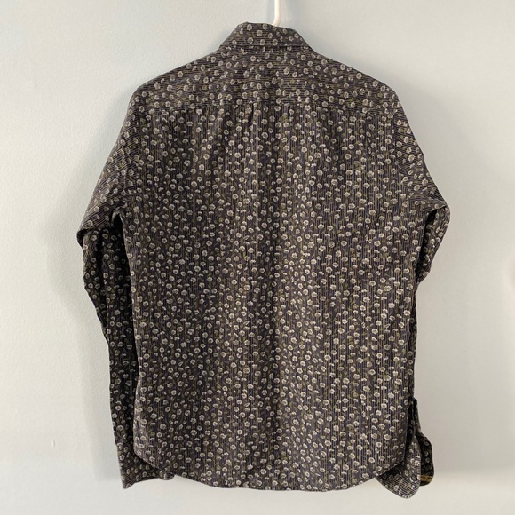 Ted Baker Men's Floral Sz 3 US M Flip Cuff Button Down Long Sleeve Shirt Spring - Picture 10 of 12